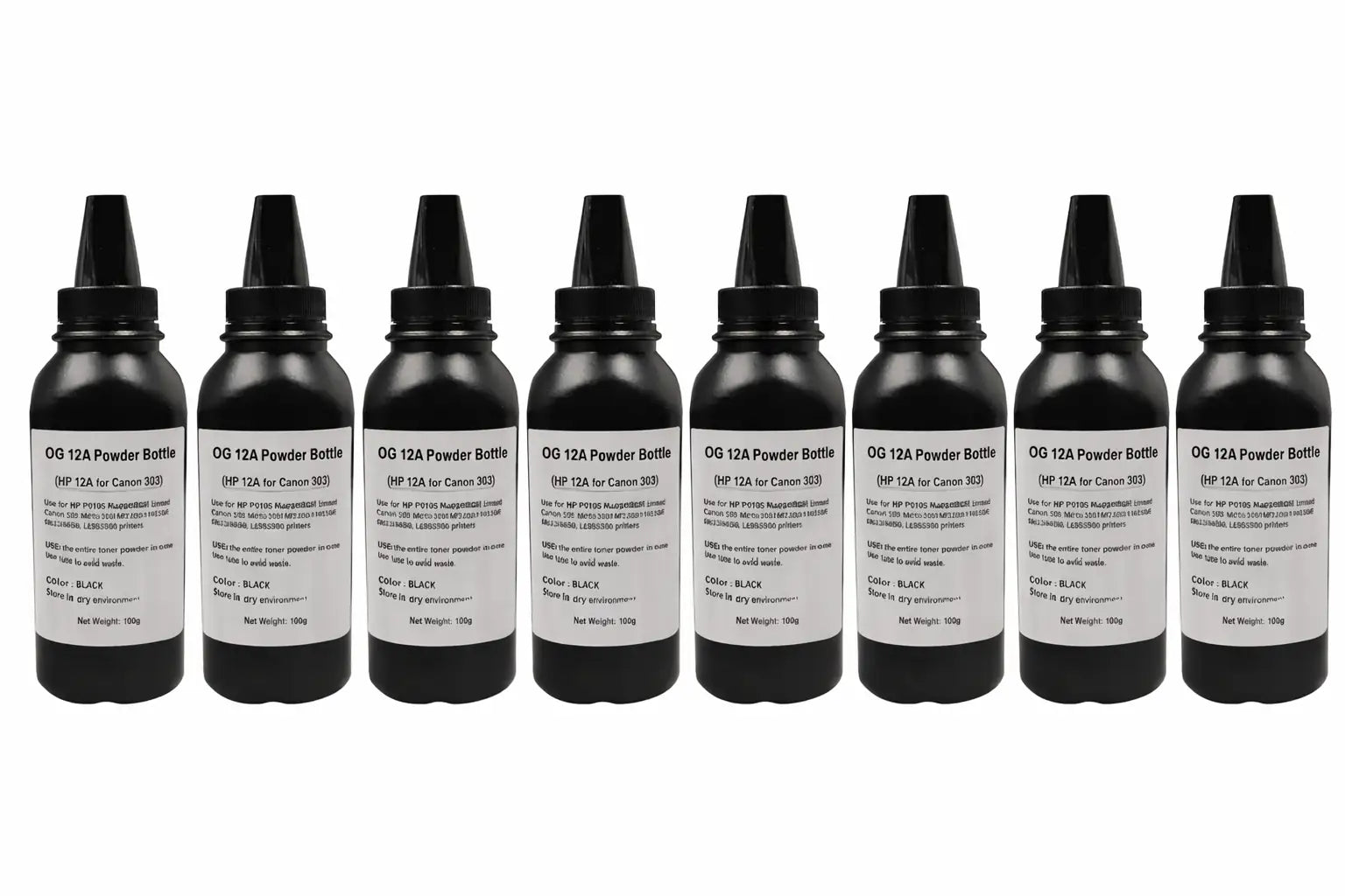 OG 12A Toner Powder Bottle for Refilling HP/Canon 12A/303/fx9 8pic 100gm