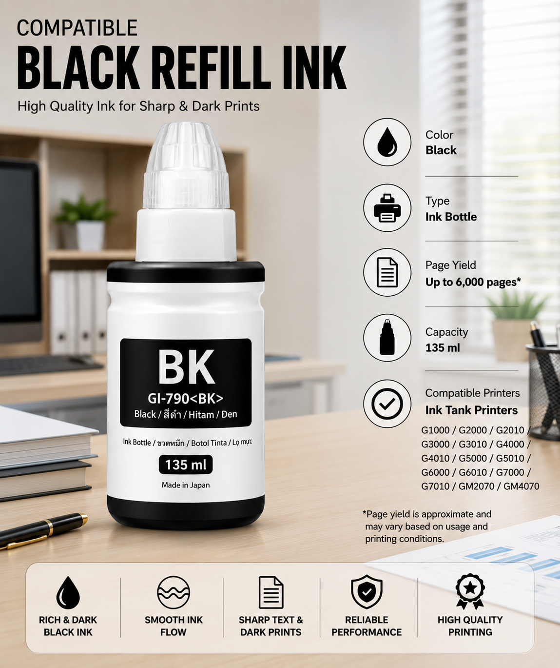 OG 790 Black Ink Bottle (Compatible)