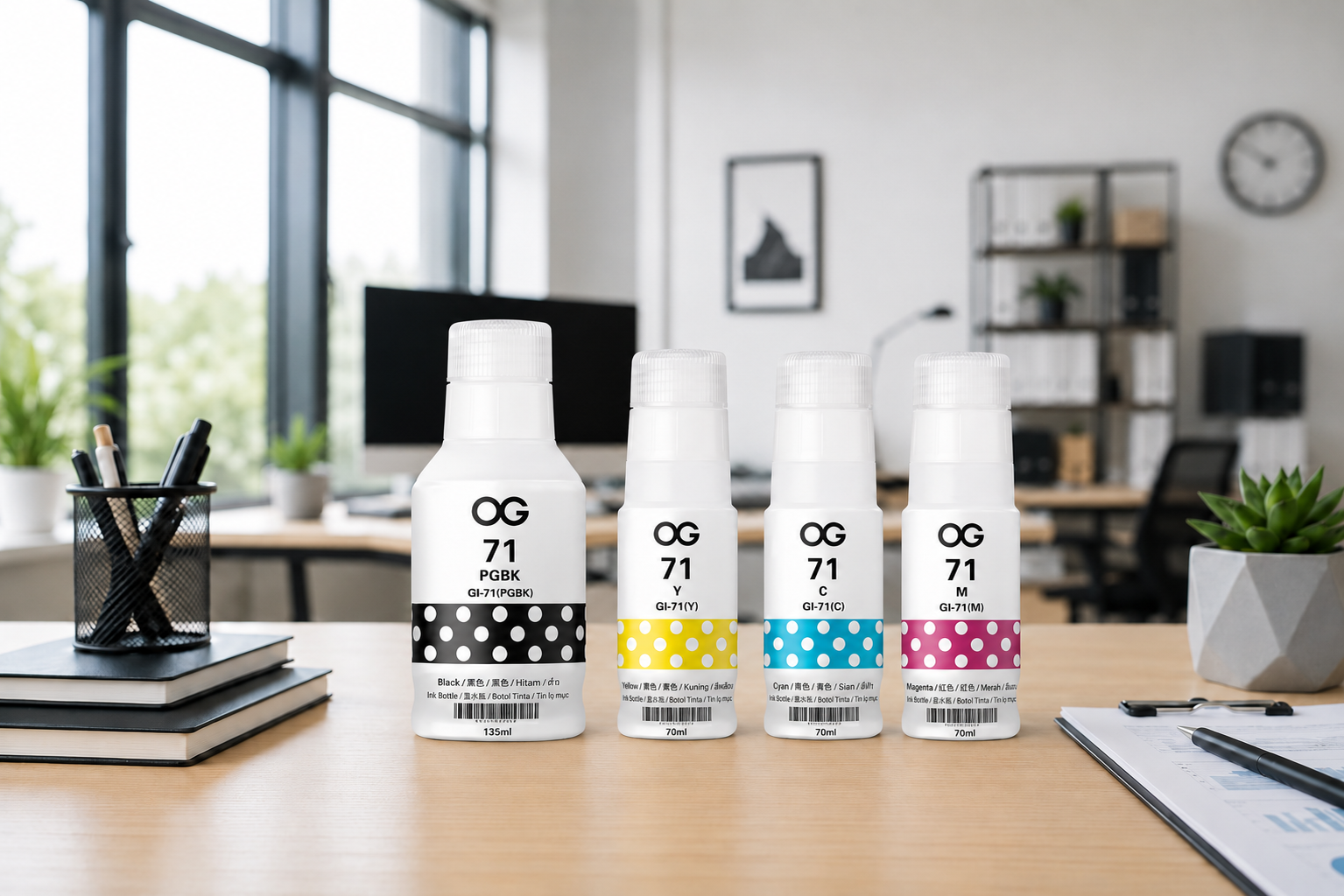 OG 71 Ink Bottle (Compatible with Canon GI-71) Black 135ml Color 70ml