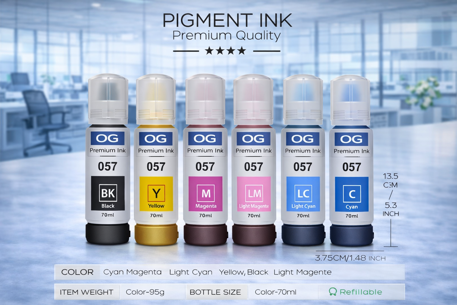 OG 057 Refill Ink Bottle set for Epson L8050, L18050 Printer (Full Color Set 6 Color) Neo online store