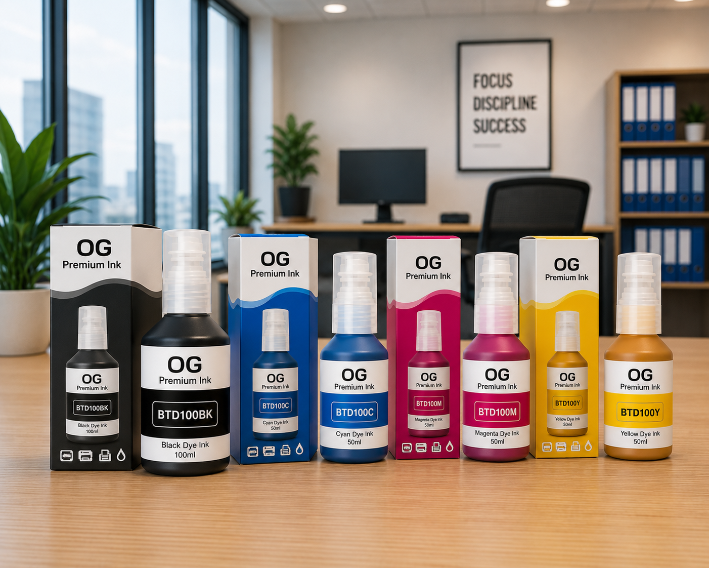 OG BTD100 Ink Bottle Compatible Set (BK/C/M/Y)