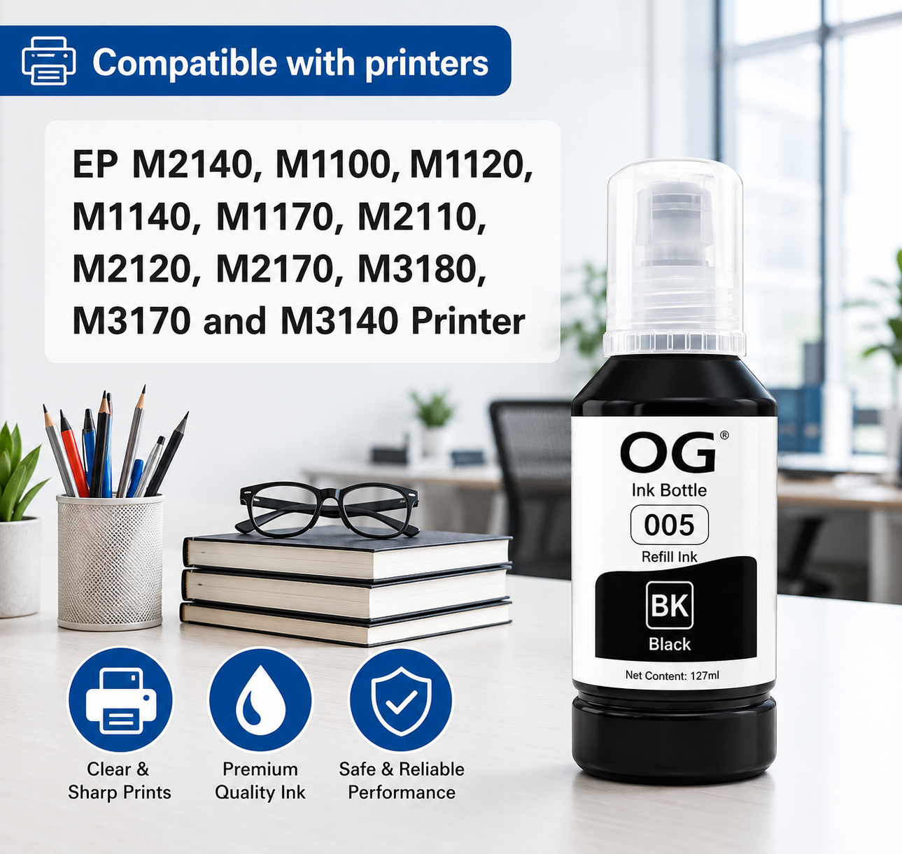 OG 005 Black Ink Bottle Compatible Pack of 2