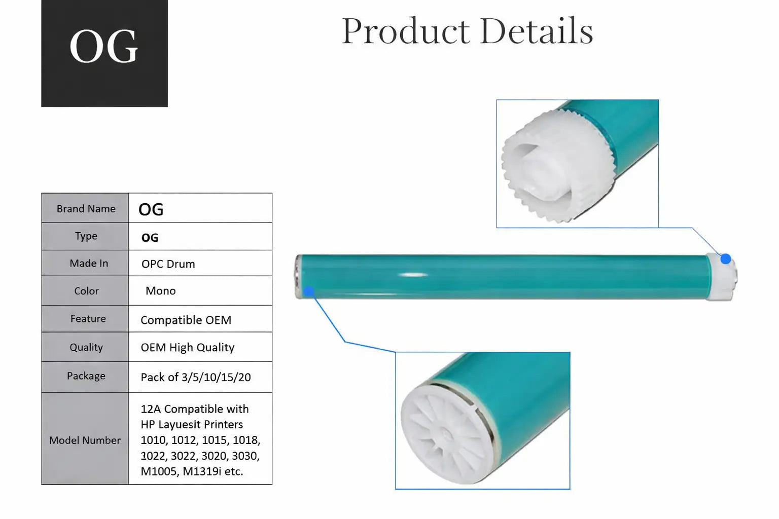 OG Premium OPC Drum HP 12A / Canon 303 / FX9 Replacement Imaging Drums (Pack of 5)
