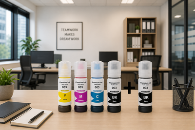 OG 003 Ink Bottle Compatible Set (Black/Cyan/Yellow/Magenta + Black Extra ) 70ML 5Ps
