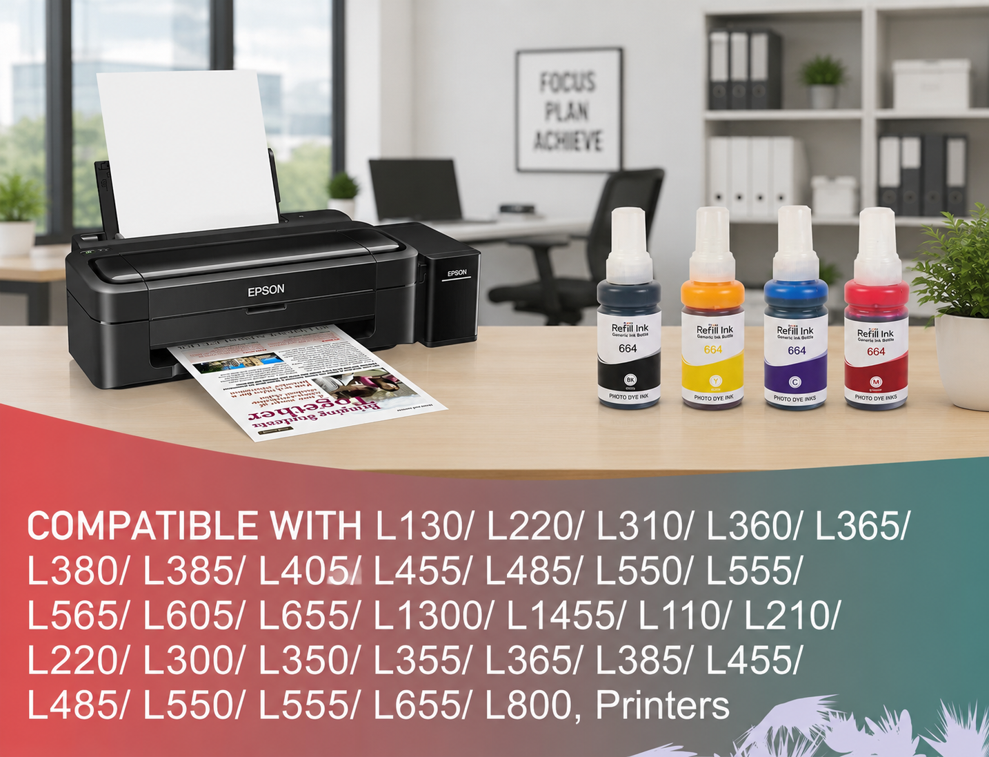 OG 664 Ink Bottle Compatible (BK/C/Y/M/ Set)