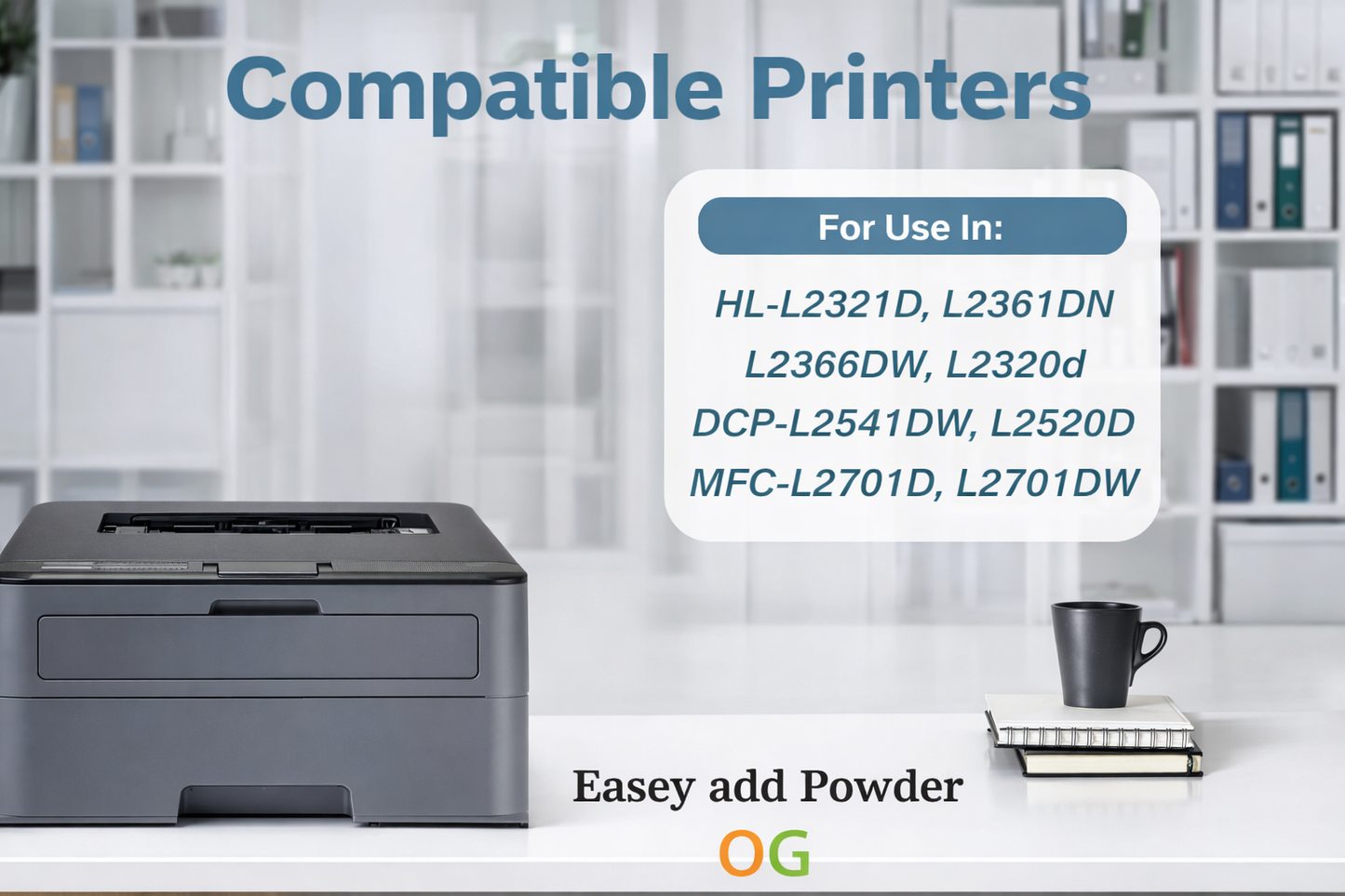 TN OG TN2365 Toner Powder Refill Compatible with Brother Powder- 80gm Per Bottle 2 Pack Neo online store