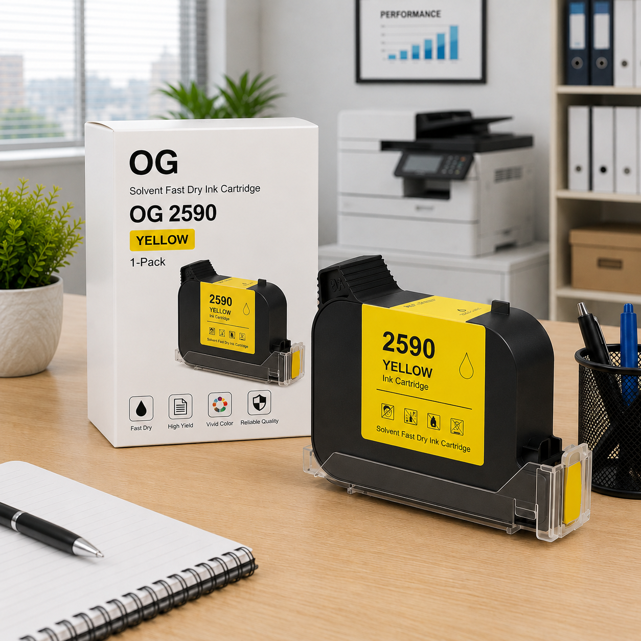 OG W3T10B yellow 2590 Solvent Ink Cartridge