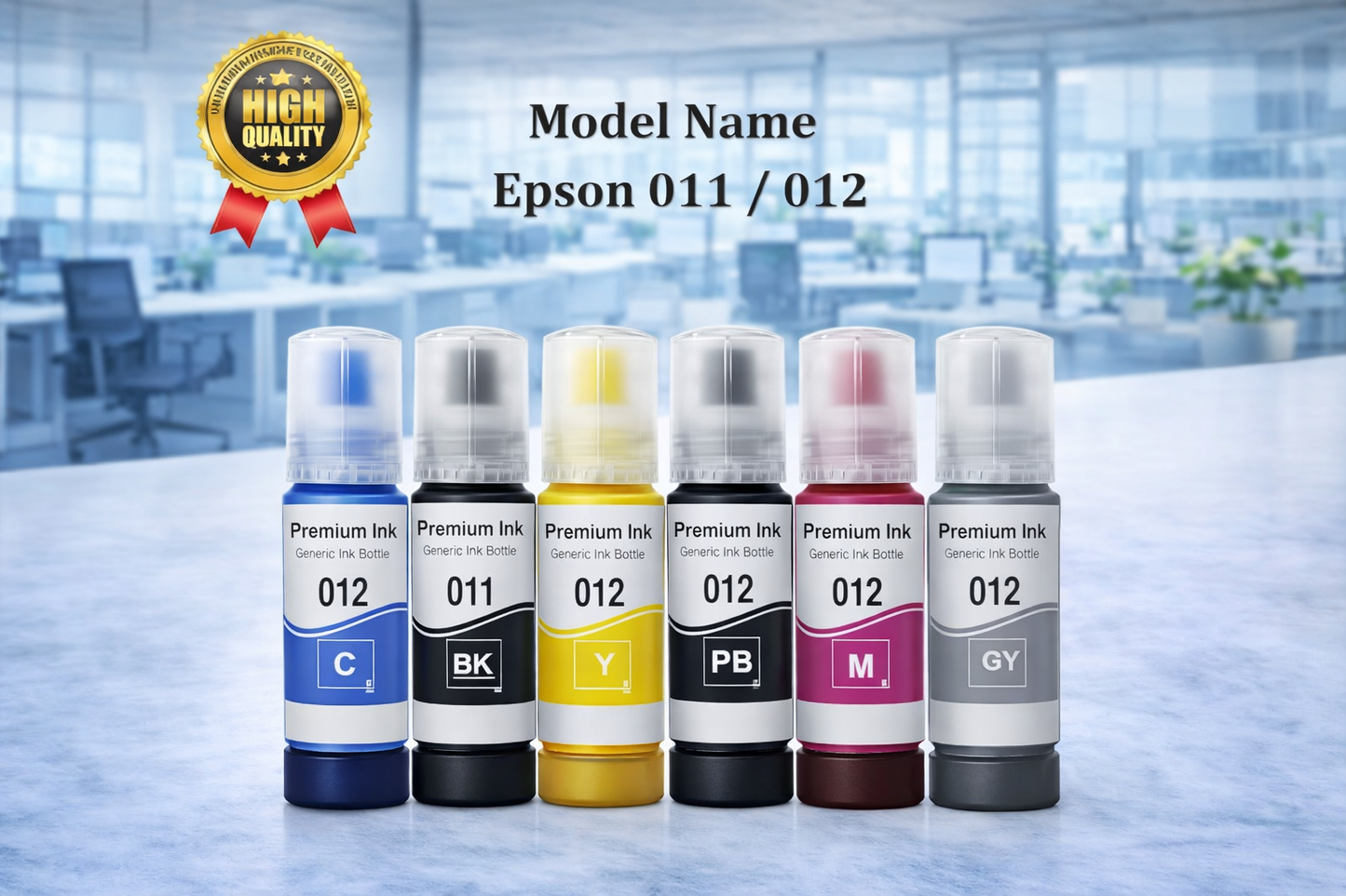 OG 011 & 012 Refill Ink Bottle Compatible with Epson Model L8180 and L8160 Printer (C/M/Y/BK/PB/GY 70ml Ink)6Pic Neo online store