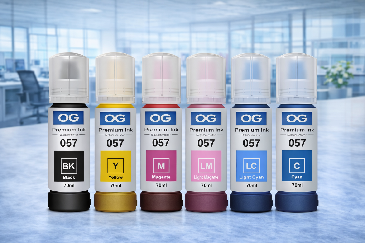OG 057 Refill Ink Bottle set for Epson L8050, L18050  Printer (Full Color Set 6 Color) Neo online store