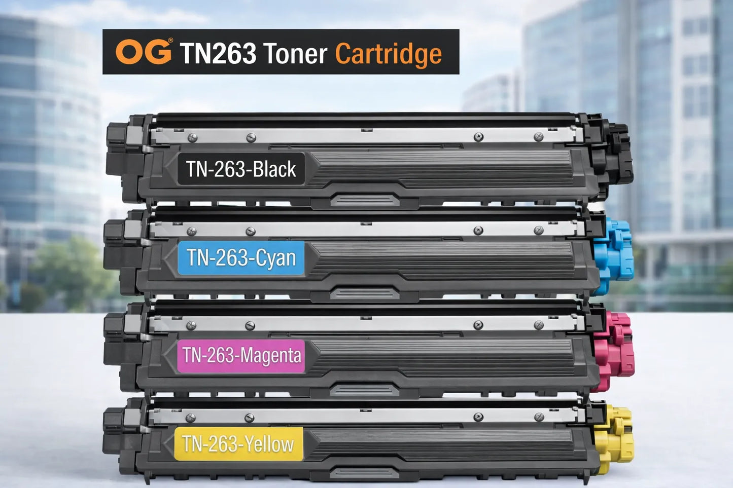 Stack of Brother TN263 toner cartridges 