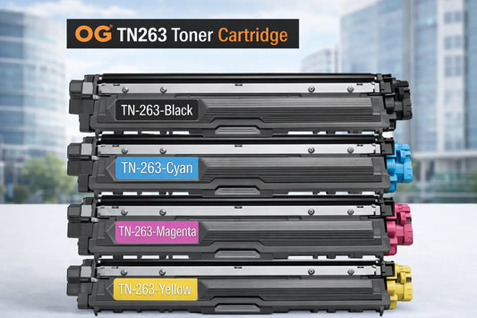 Stack of Brother TN263 toner cartridges 