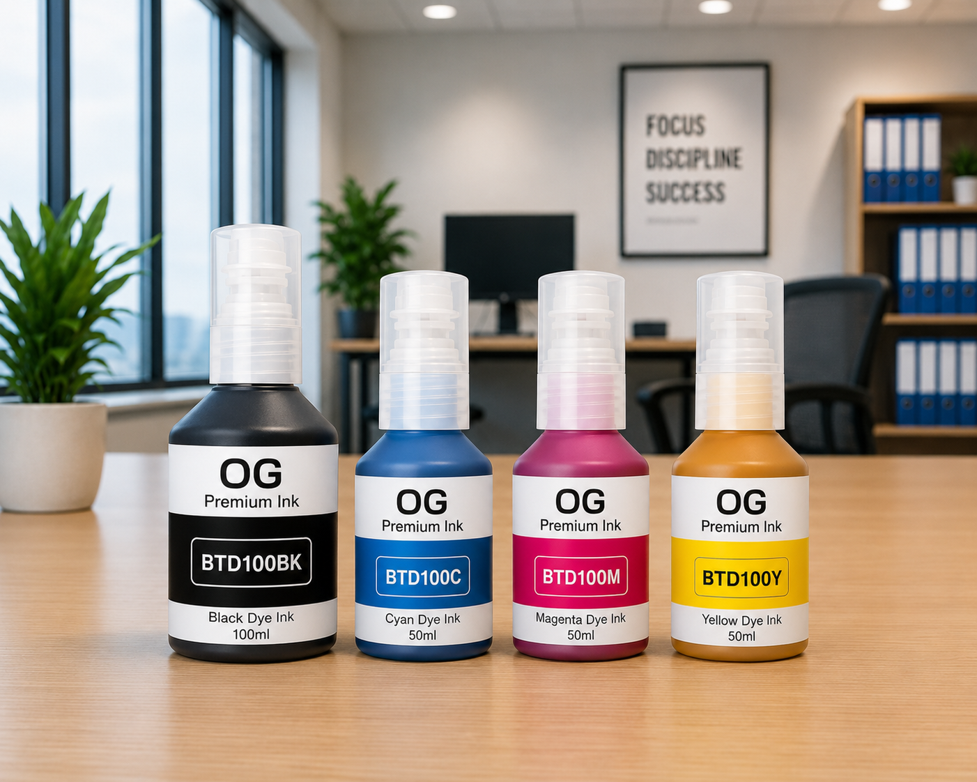 OG BTD100 Ink Bottle Compatible Set (BK/C/M/Y)