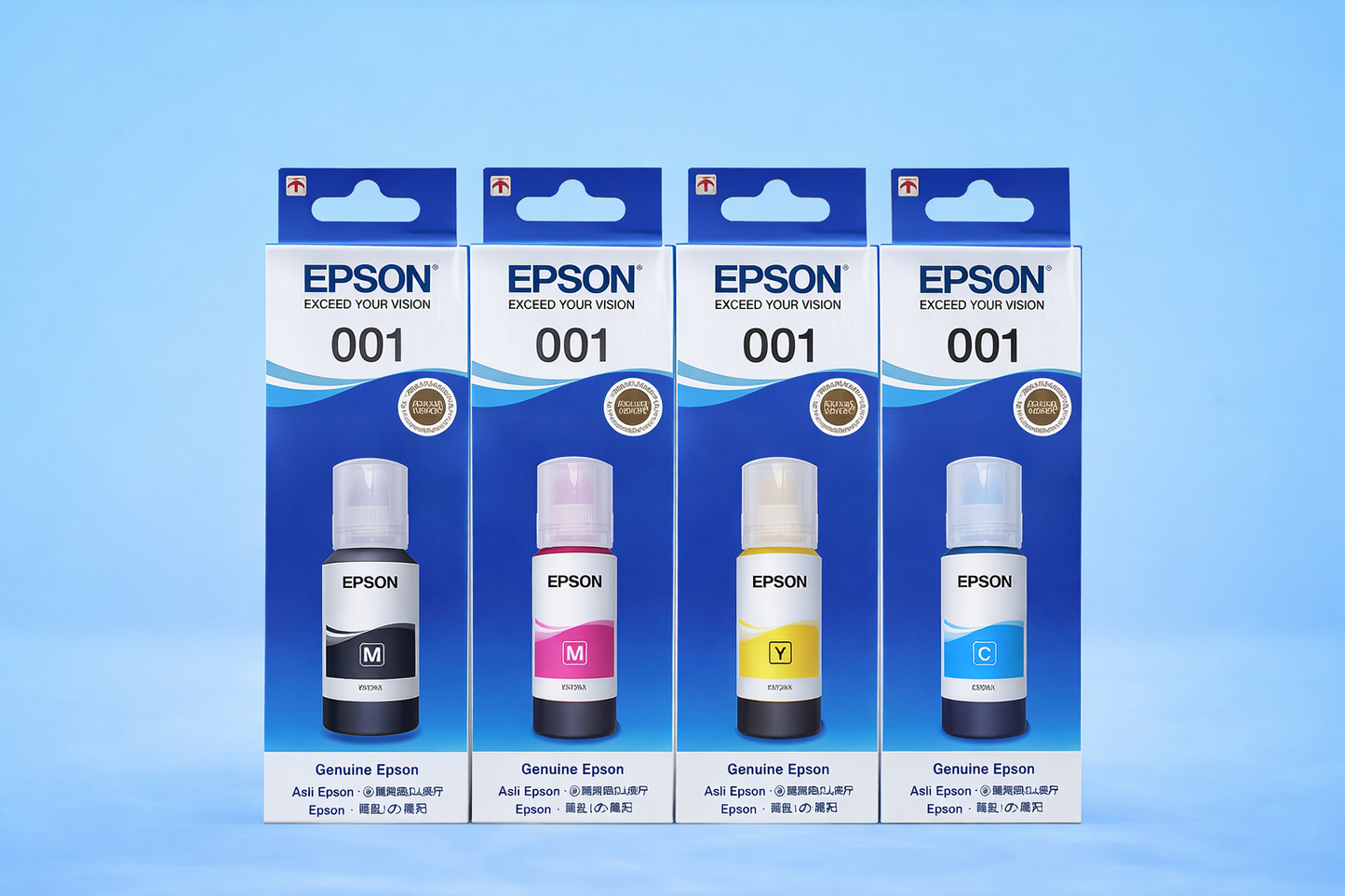 Epson Original  001 Ink Bottle 4 Colors (Black/Cyan/Yellow/Magenta) Black 127ml colour 70ml Neo online store