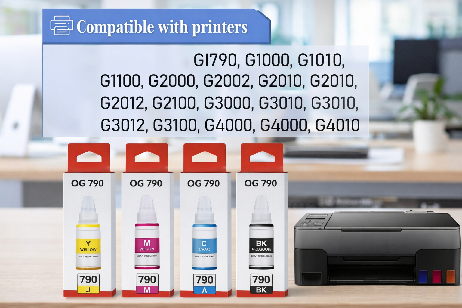 OG 790 Ink Bottle Compatible for Canon Ink (Bk/C/Y/M)(Set of 4) Neo online store